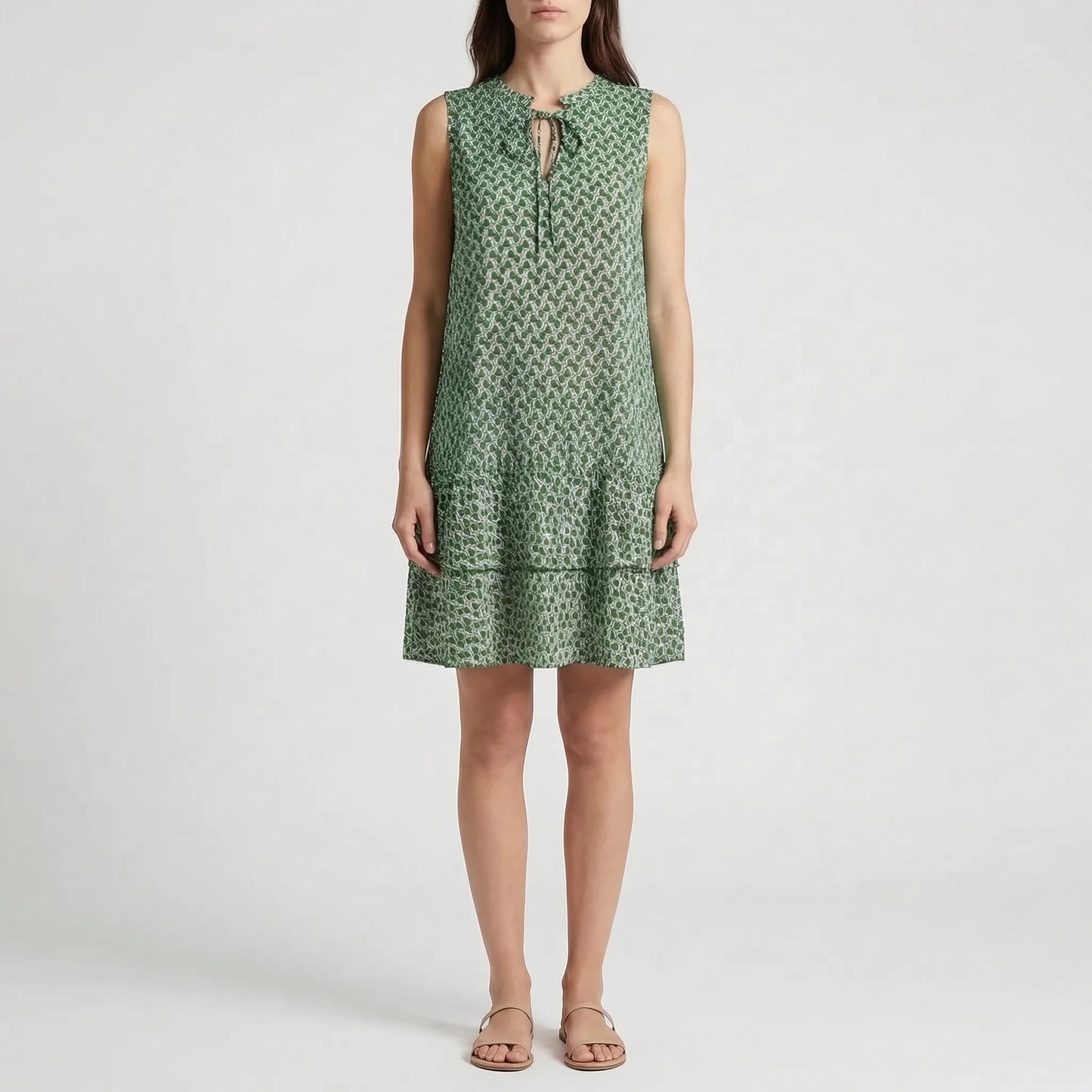 Sleeveless Knee-Length Printed Dress - Ana