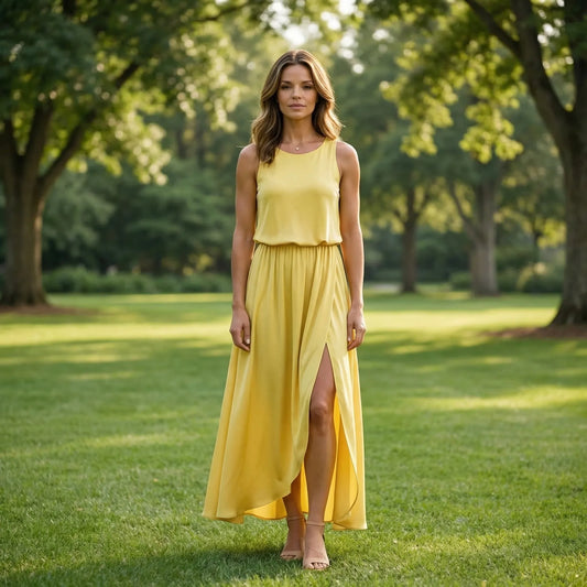 Sleeveless Maxi Dress With Side Split - Vickie