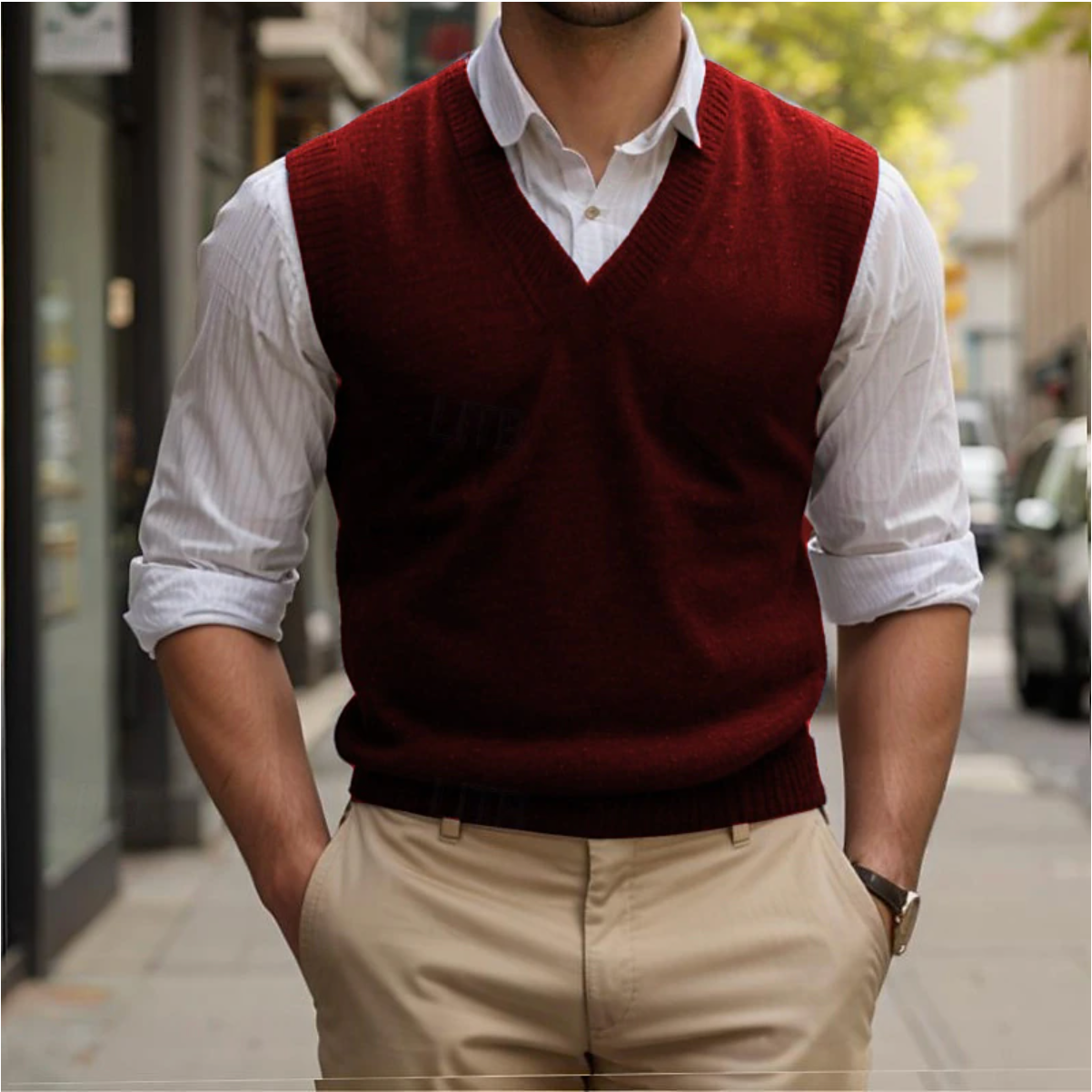 Sleeveless Men's V-Neck Waistcoat - Steve