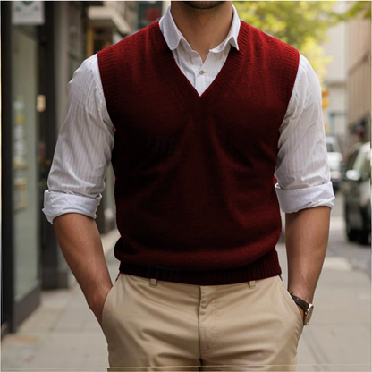 Sleeveless Men's V-Neck Waistcoat - Steve