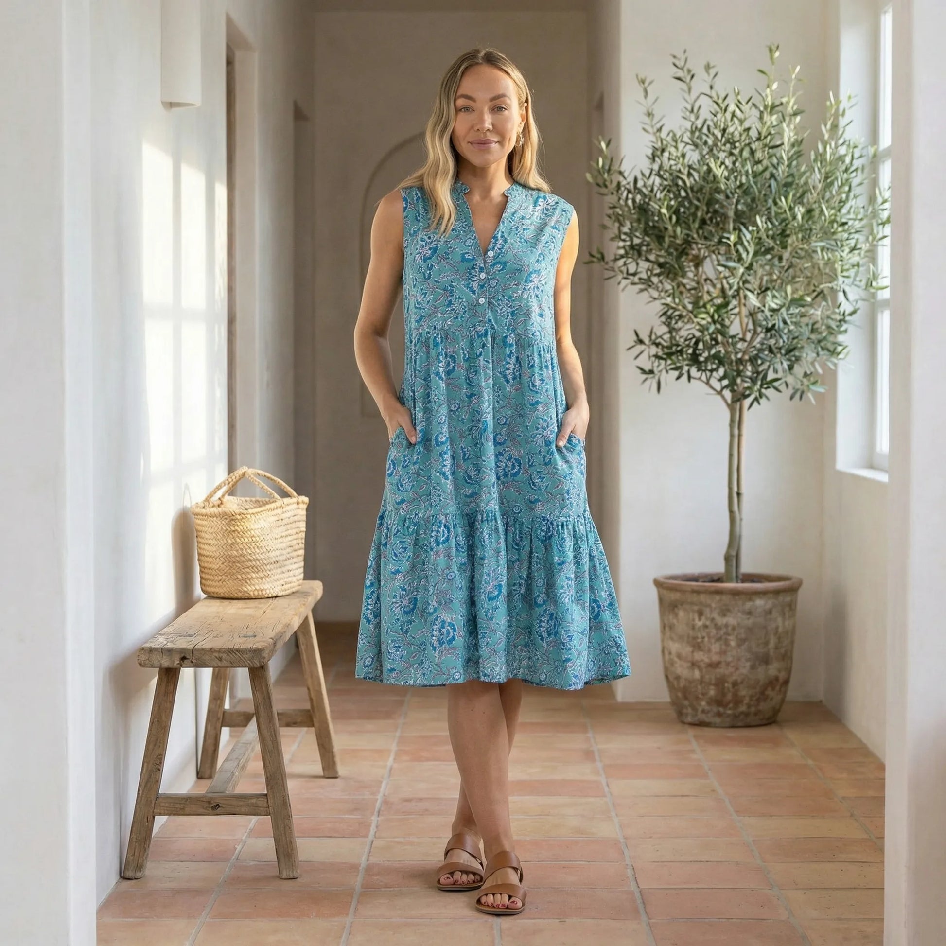 Sleeveless Summer Midi Dress - Juliane