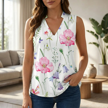 Sleeveless V-Neck Blouse - Lindsay