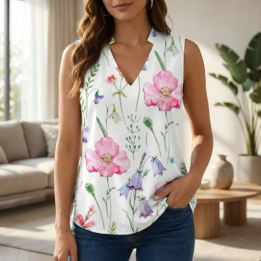 Sleeveless V-Neck Blouse - Lindsay