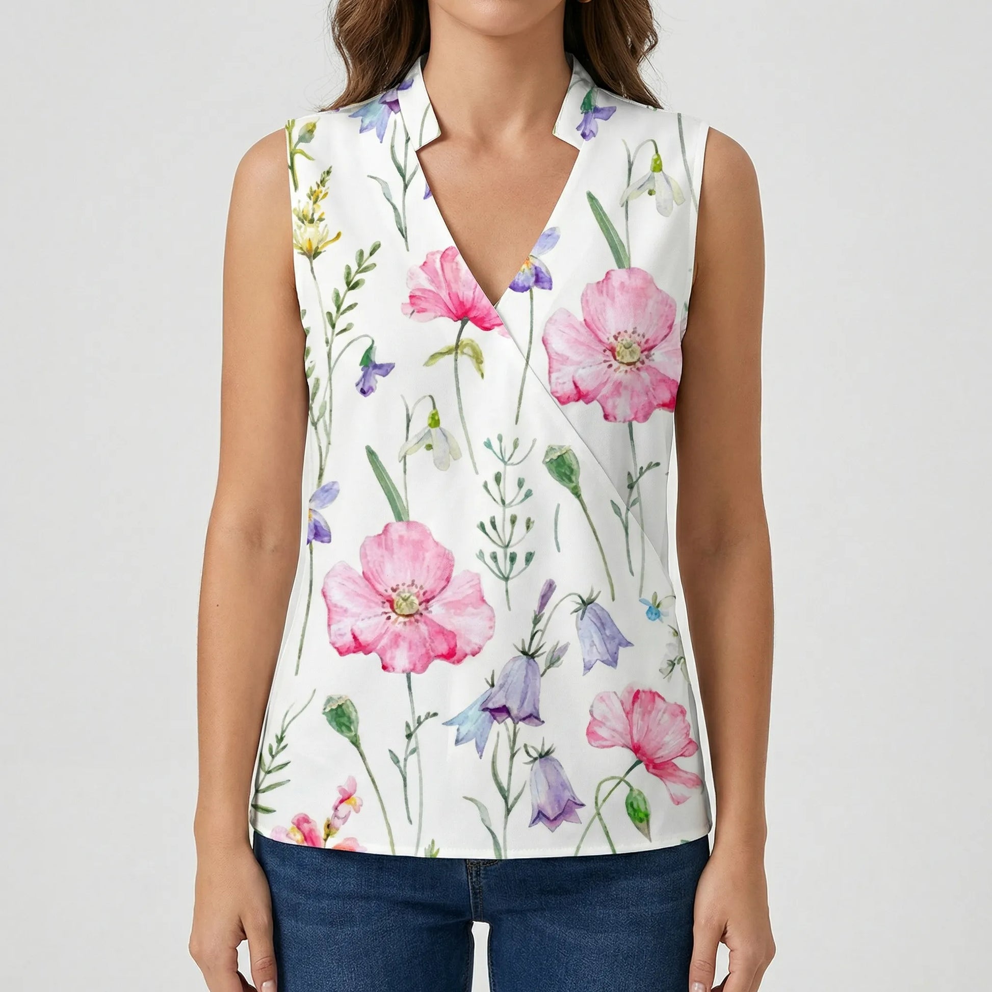 Sleeveless V-Neck Blouse - Lindsay