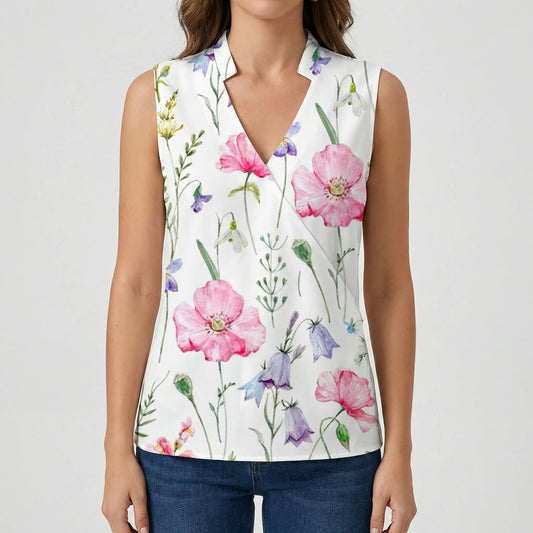Sleeveless V-Neck Blouse - Lindsay