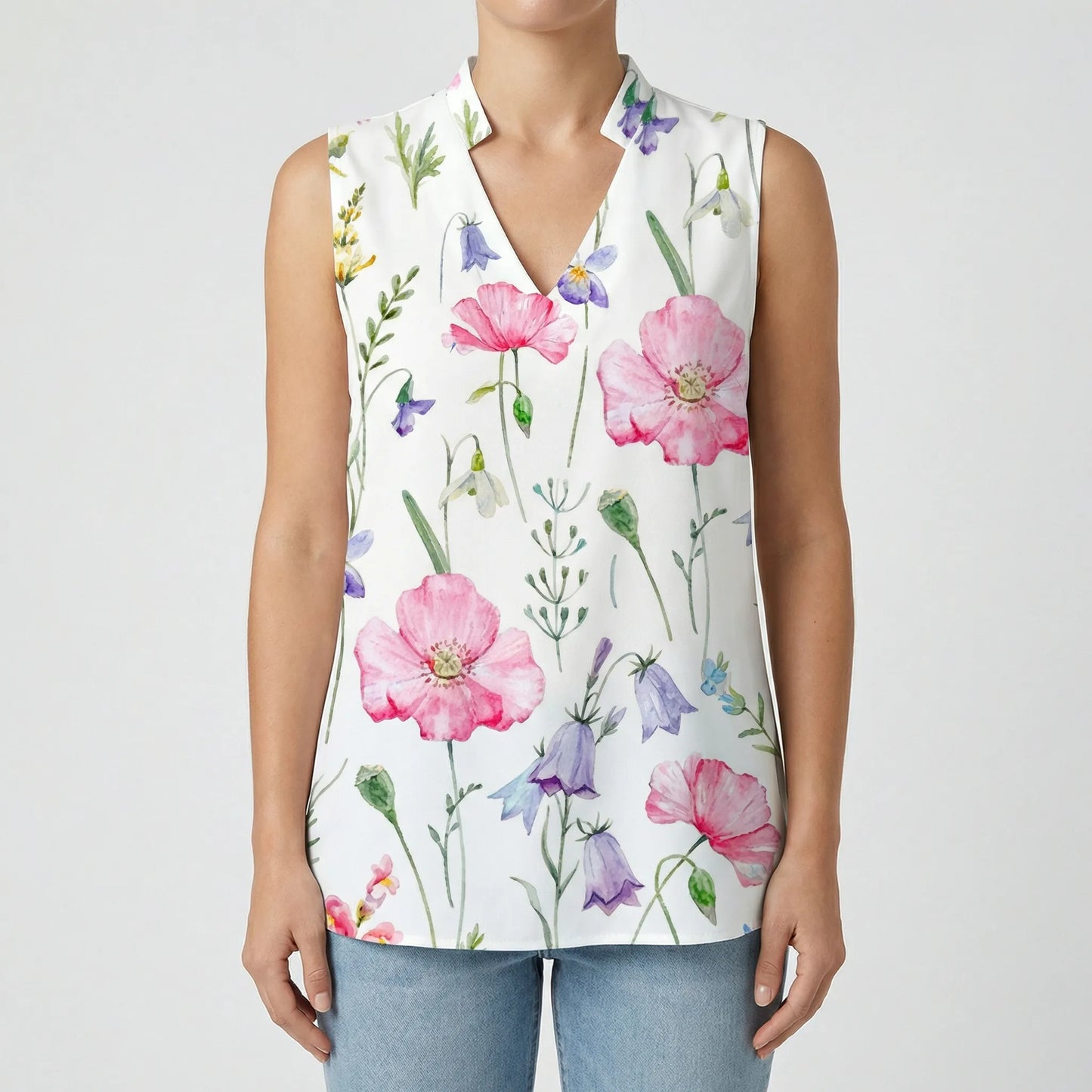 Sleeveless V-Neck Blouse - Lindsay