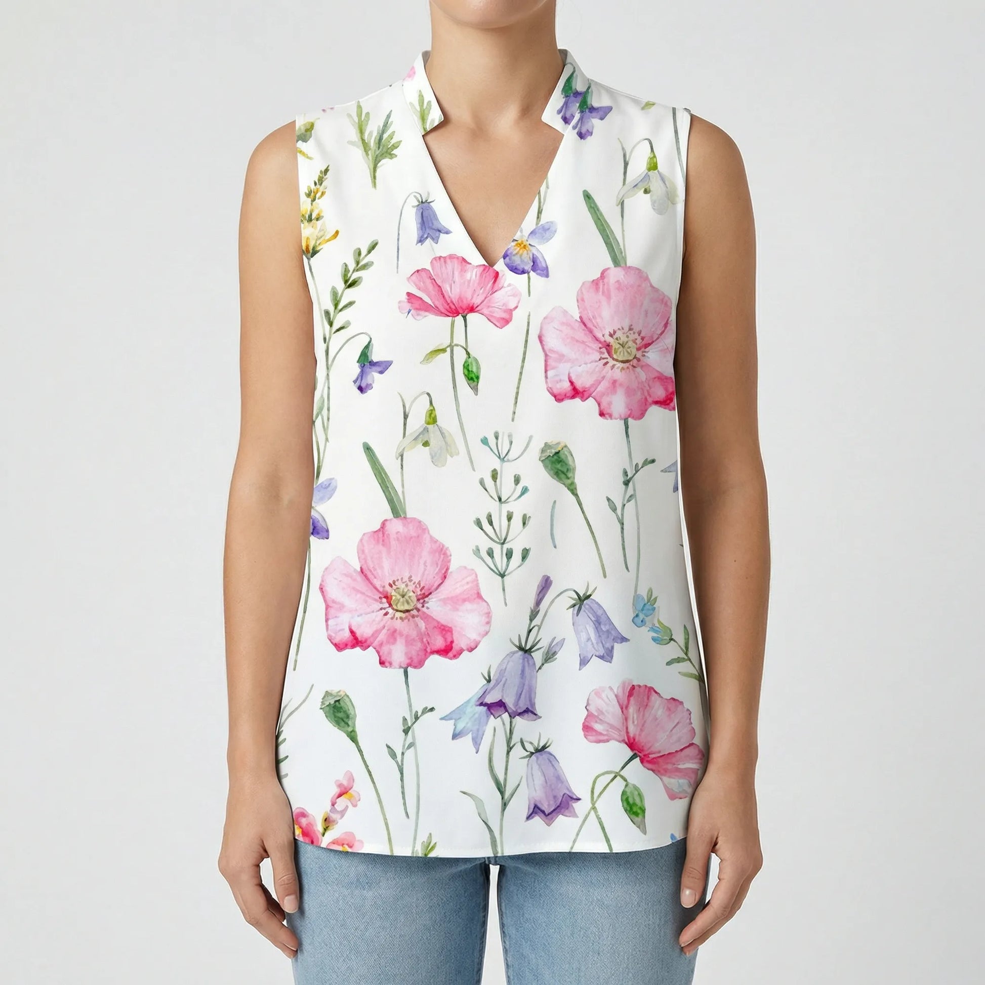 Sleeveless V-Neck Blouse - Lindsay
