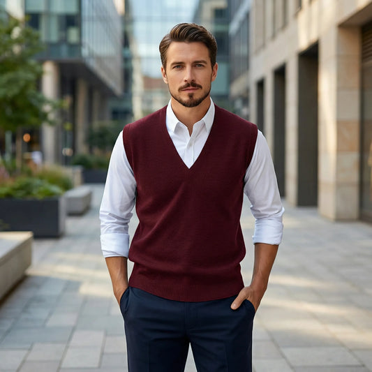 Sleeveless V-Neck Knitted Waistcoat - Teo