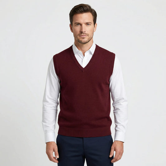 Sleeveless V-Neck Knitted Waistcoat - Teo