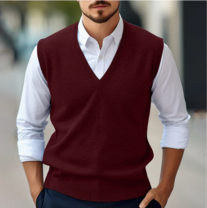 Sleeveless V-Neck Knitted Waistcoat - Teo
