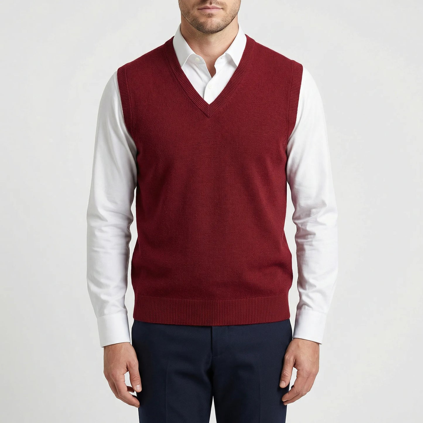 Sleeveless V-Neck Knitted Waistcoat - Teo