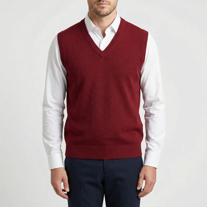 Sleeveless V-Neck Knitted Waistcoat - Teo
