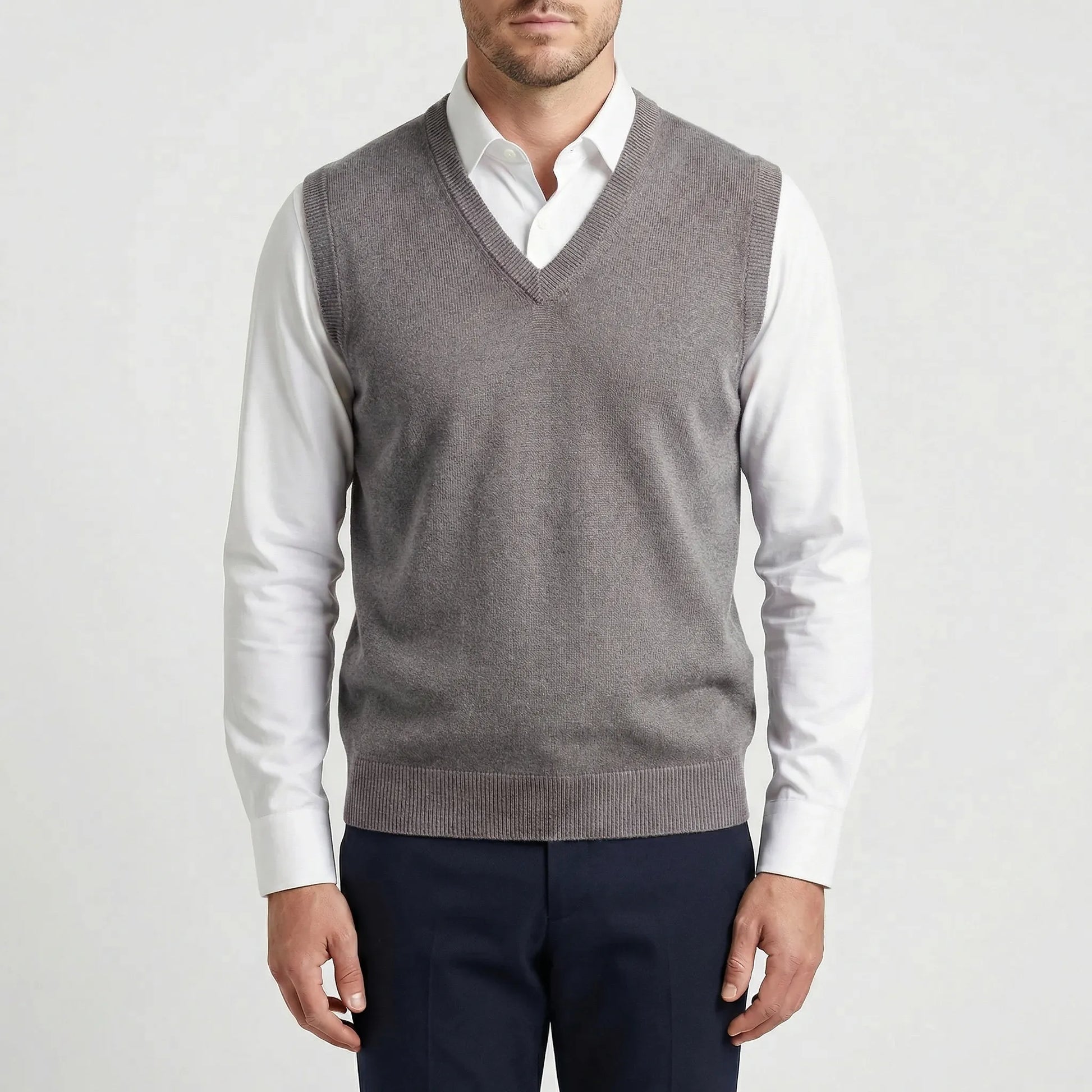 Sleeveless V-Neck Knitted Waistcoat - Teo