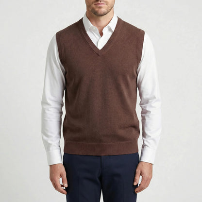Sleeveless V-Neck Knitted Waistcoat - Teo