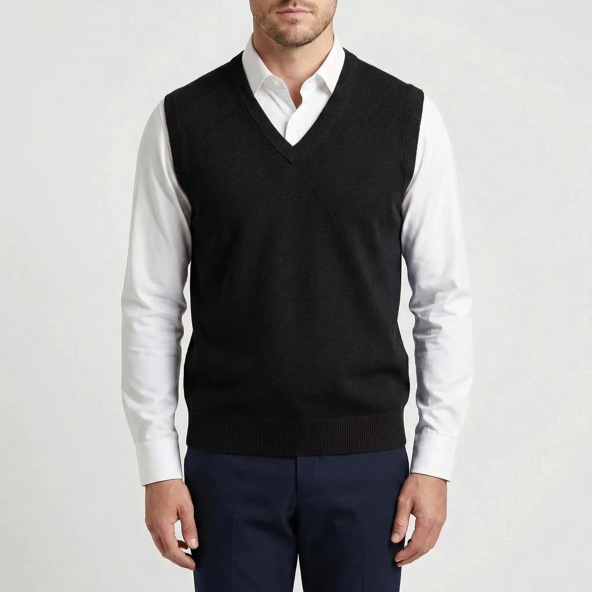 Sleeveless V-Neck Knitted Waistcoat - Teo