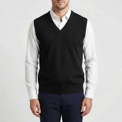 Sleeveless V-Neck Knitted Waistcoat - Teo