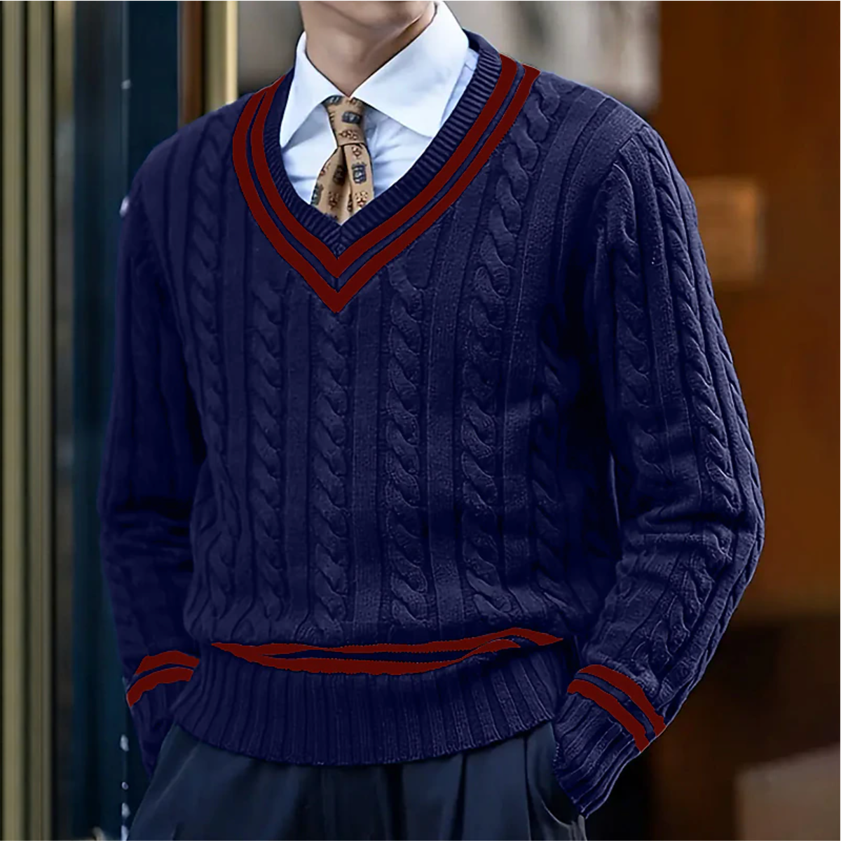 Slim-Fit-Pullover Mit V-Ausschnitt - Rocco