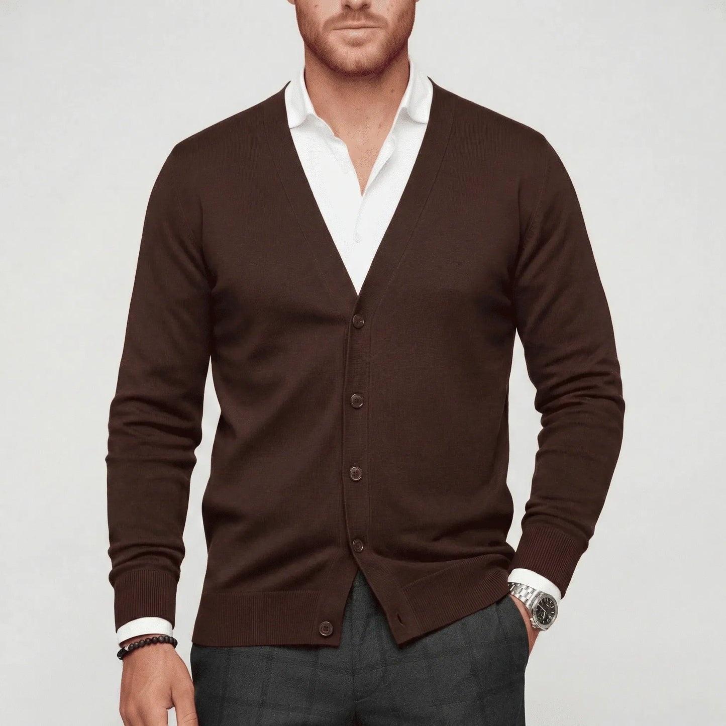 Slim-Fit Long-Sleeved Cardigan - Devin