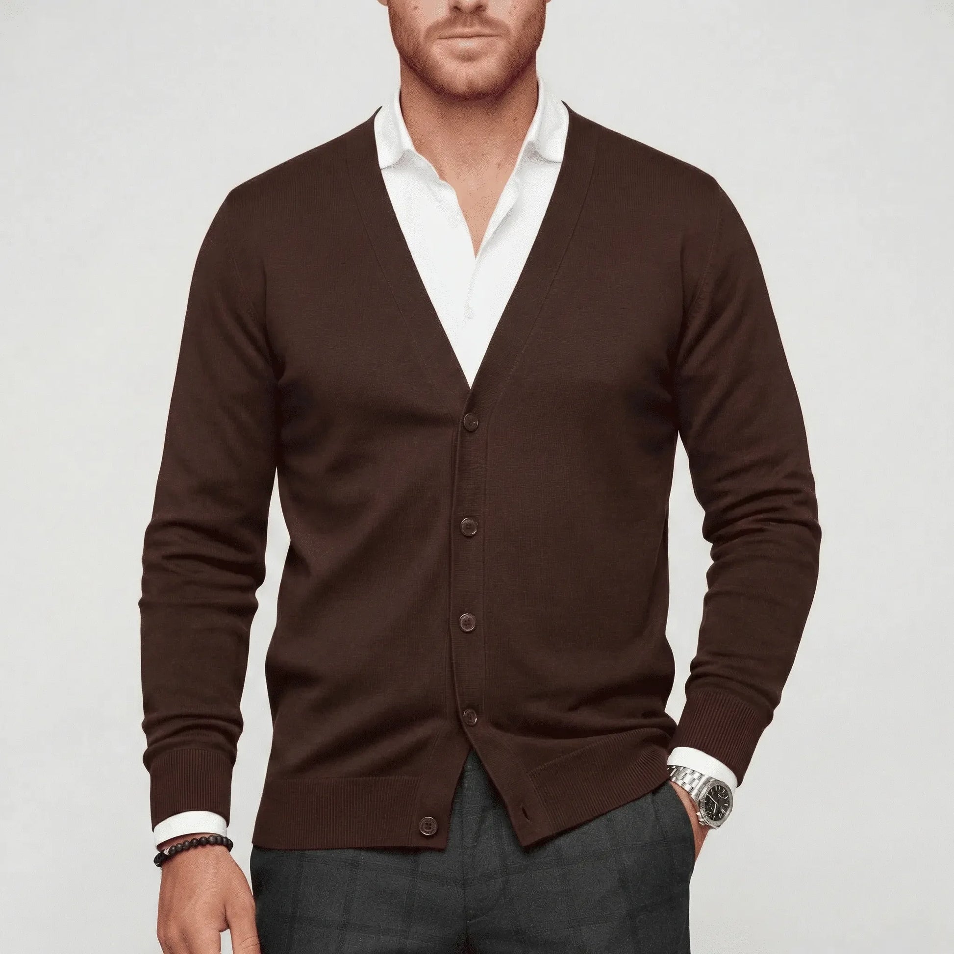Slim-Fit Long-Sleeved Cardigan - Devin