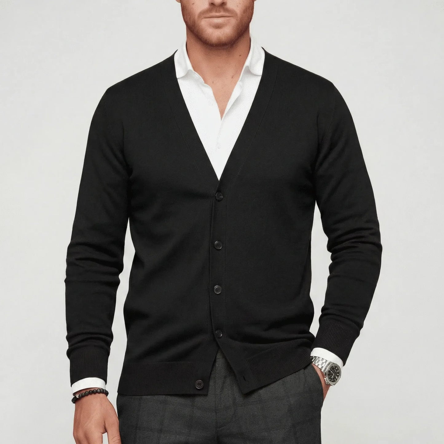 Slim-Fit Long-Sleeved Cardigan - Devin