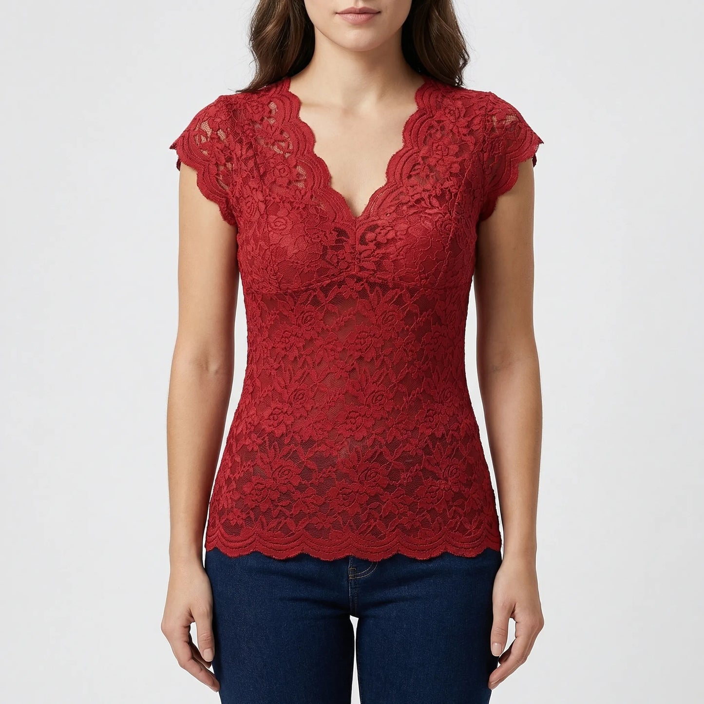 Slim-Fit Sleeveless Lace Top - Crystal
