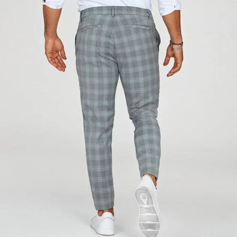 Slim Fit Cropped Check Trousers - Cornelius