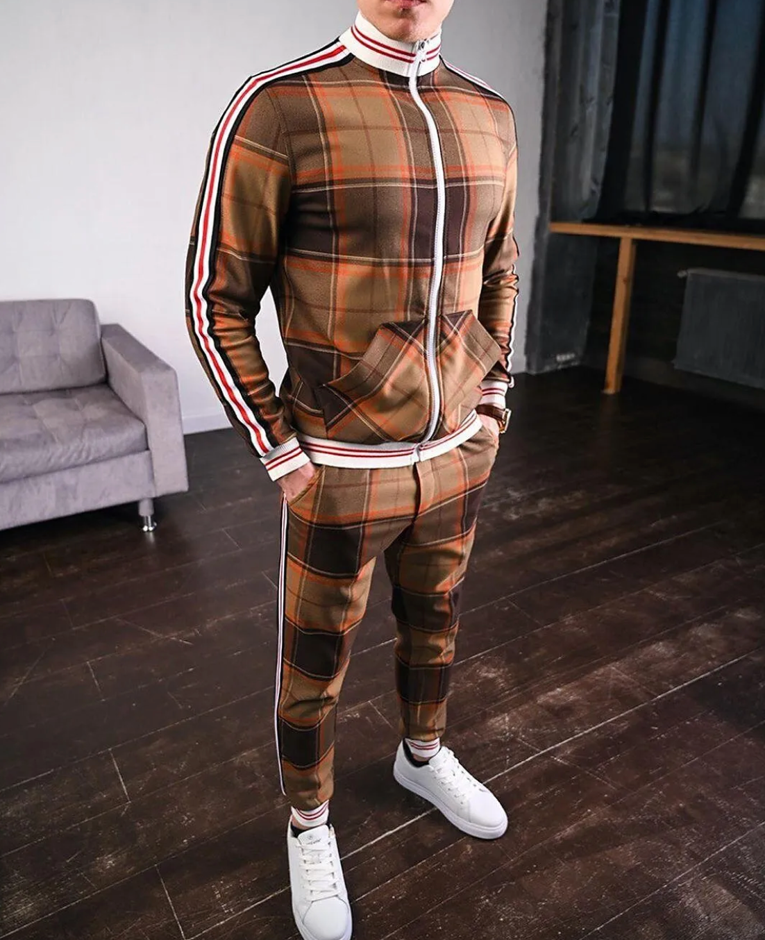 Slim Fit Jogger Set Mit Stehkragen - Riccardo