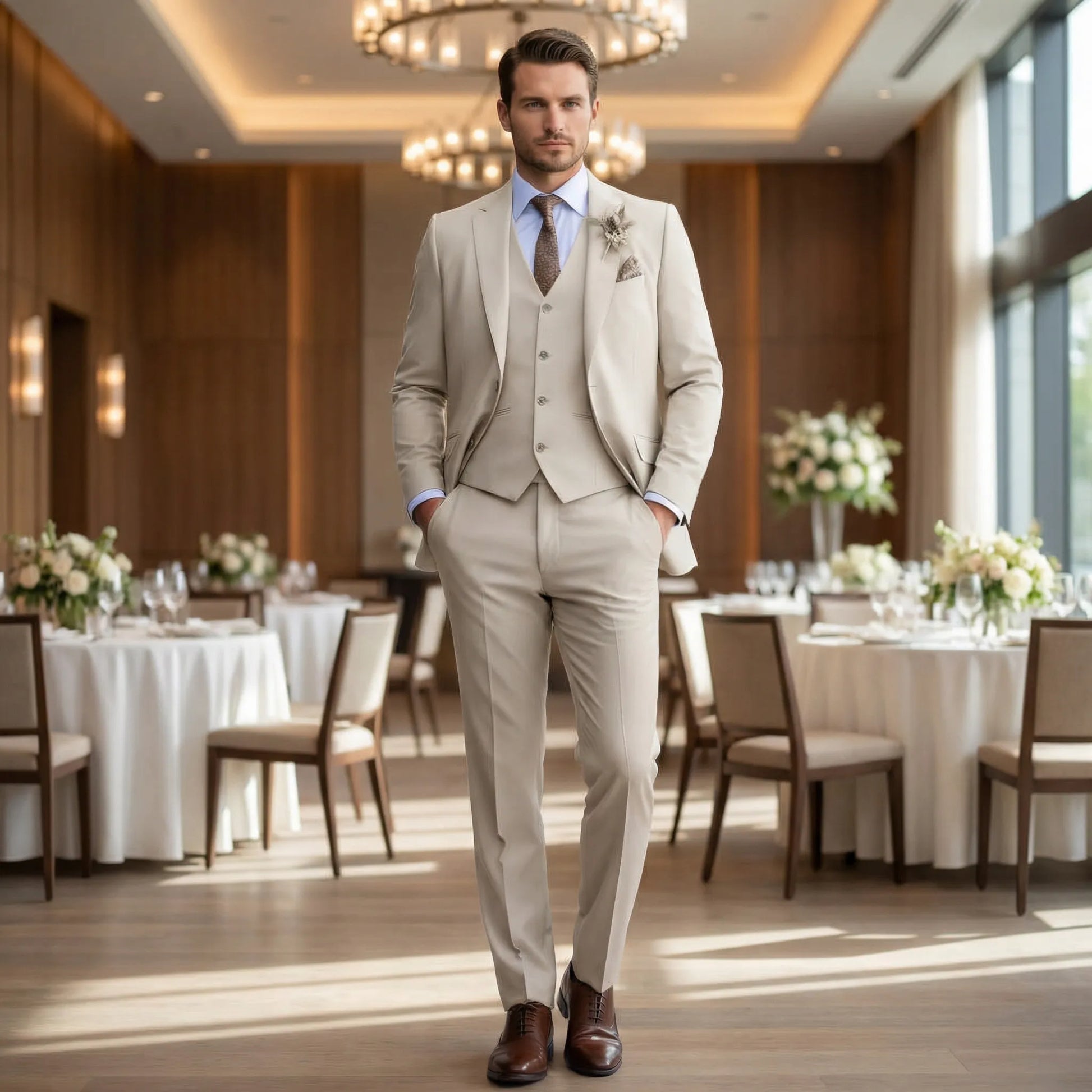 Slim Fit Three-Piece Suit - Alessio