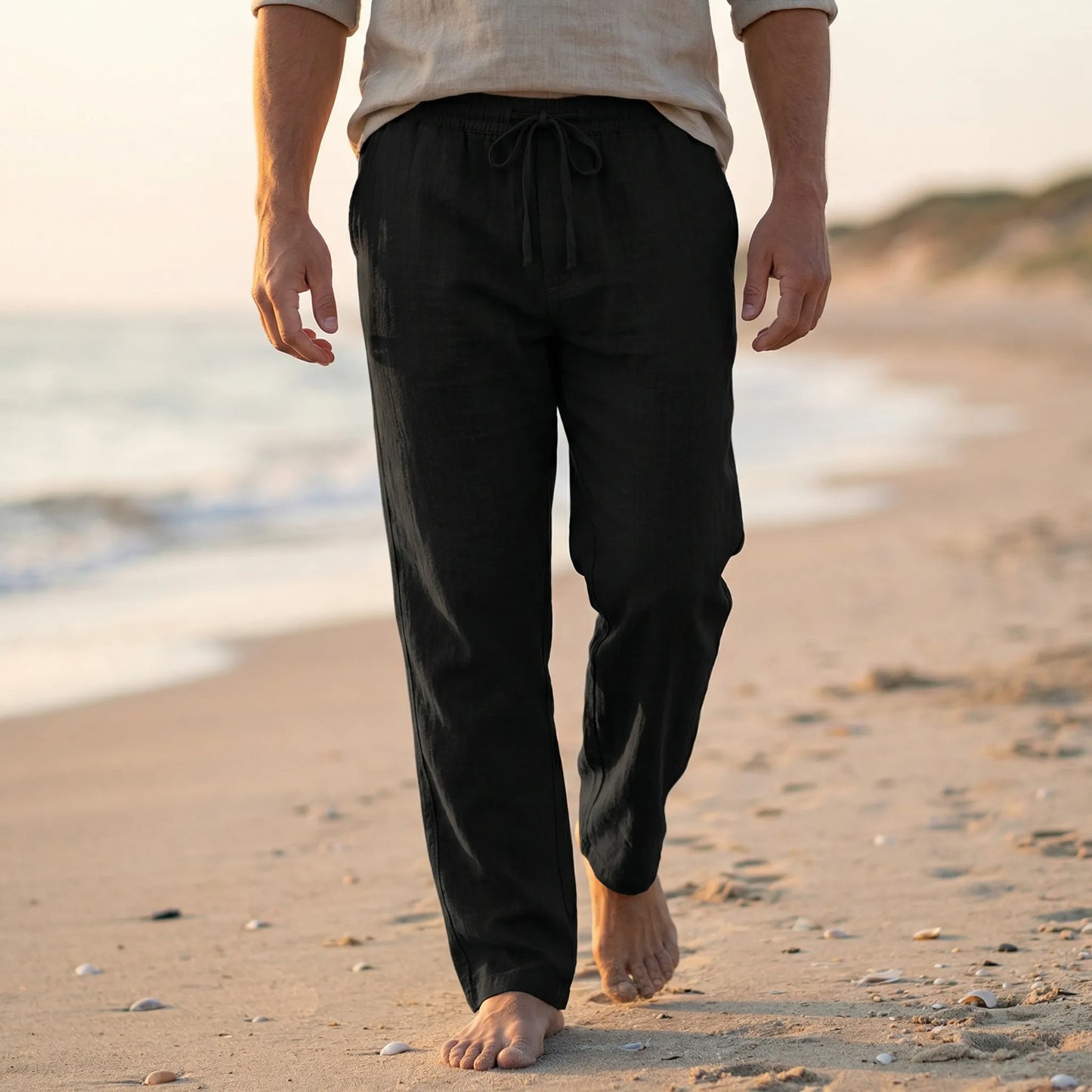 Slim Summer Trousers With Drawstring - Marten