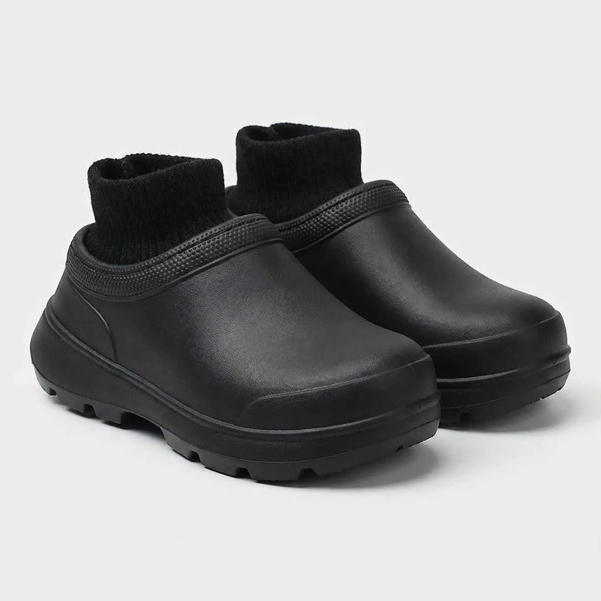 Slip-On Clog With Knitted Ankle Cuff - Madeline
