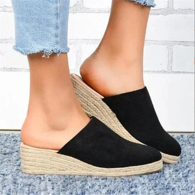 Slip-On Wedge Mule With Round Toe - Mary