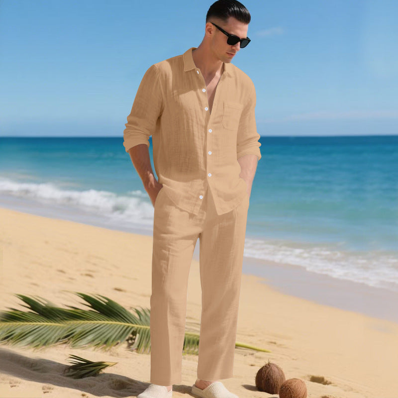 Men's Summer Two-Piece Set | Linen Shirt & Pants 5