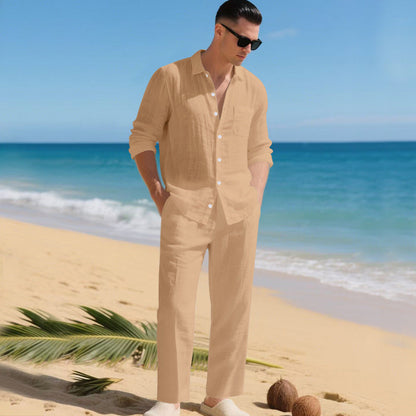 Men's Summer Two-Piece Set | Linen Shirt & Pants 5