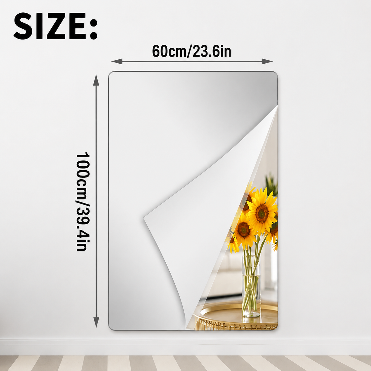 Self-Adhesive Mirror Film | Shatterproof & Trimmable | Crystal Clear 13