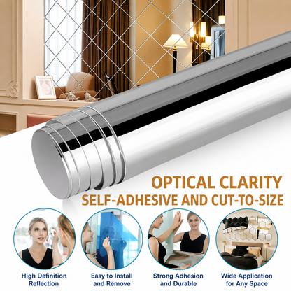Self-Adhesive Mirror Film | Shatterproof & Trimmable | Crystal Clear 1