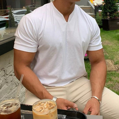 Men's Slim Fit V-Neck T-Shirt - Athletic Style for the Season 4