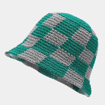 Crocheted ladies' fisherman's hat with check pattern – Faye