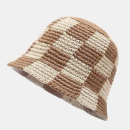 Crocheted ladies' fisherman's hat with check pattern – Faye