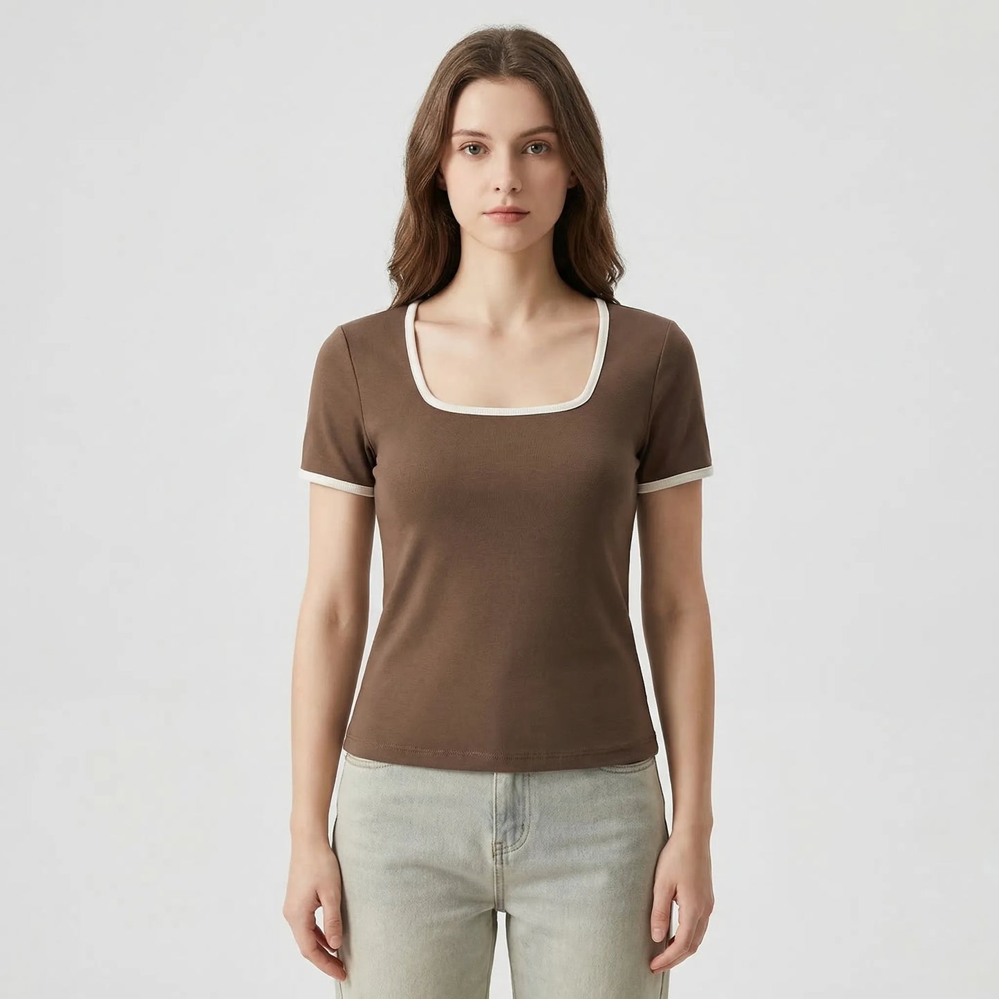 Square Neck Short Sleeve Top - Sarah