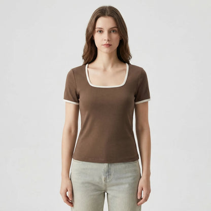 Square Neck Short Sleeve Top - Sarah