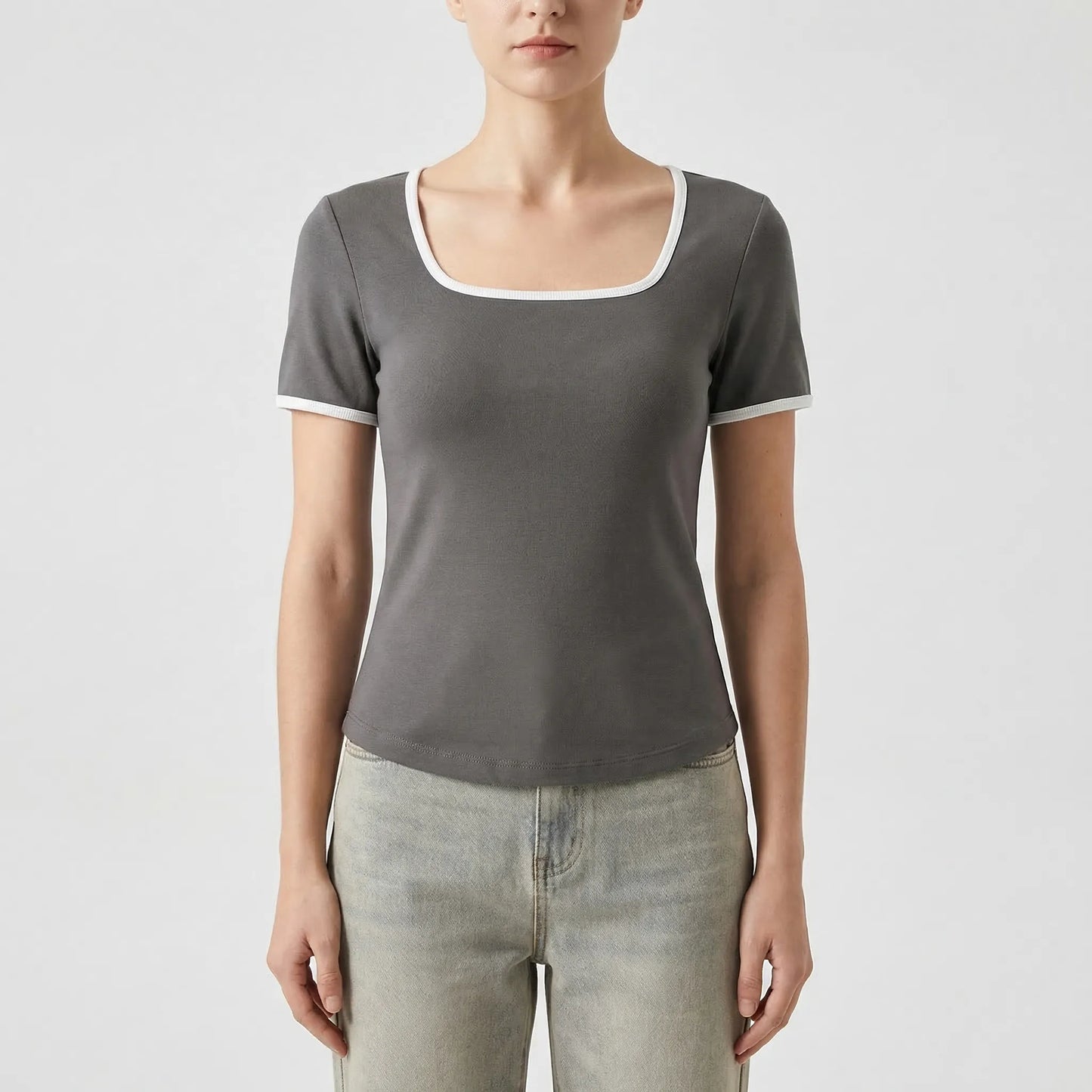 Square Neck Short Sleeve Top - Sarah