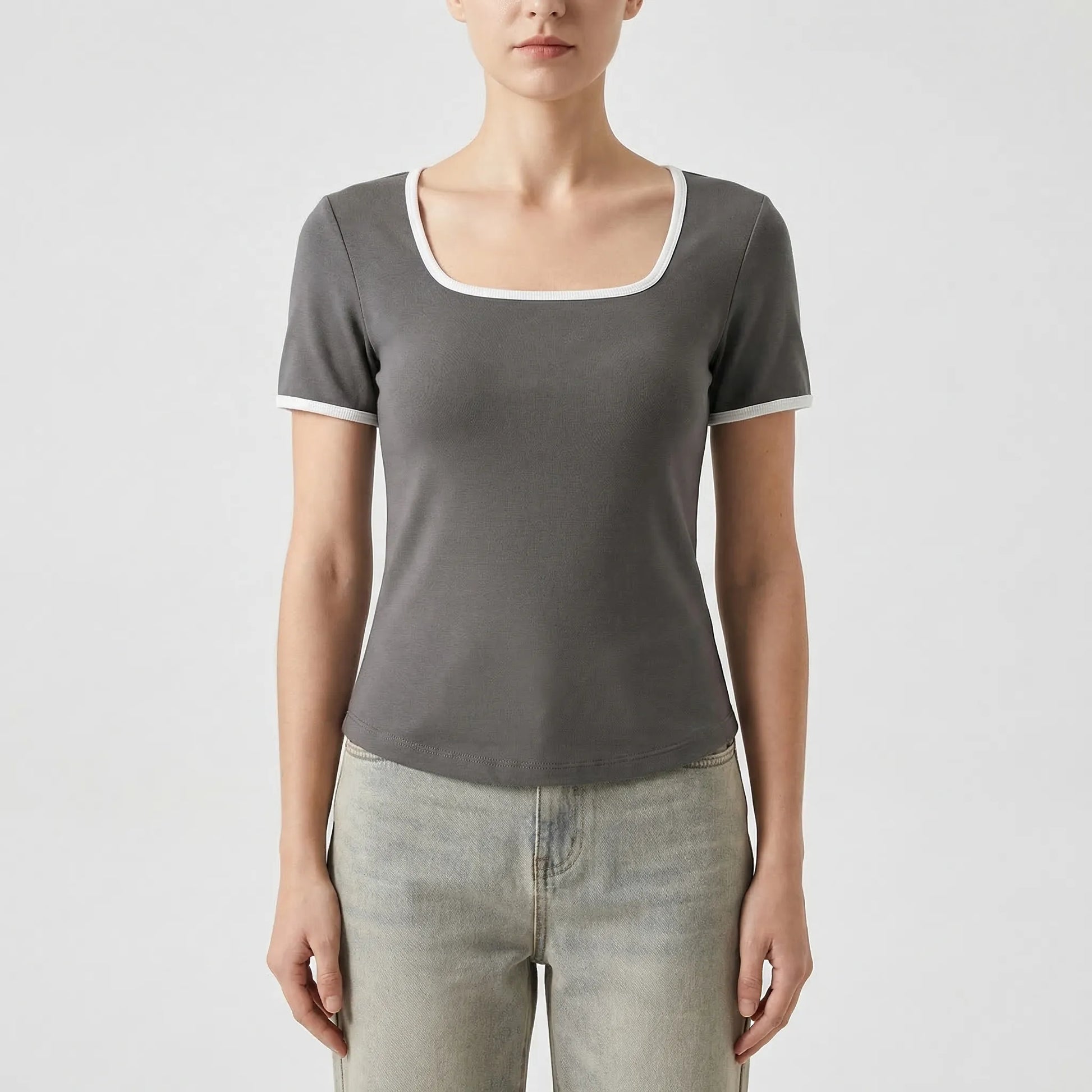 Square Neck Short Sleeve Top - Sarah
