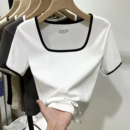 Square Neck Short Sleeve Top - Sarah