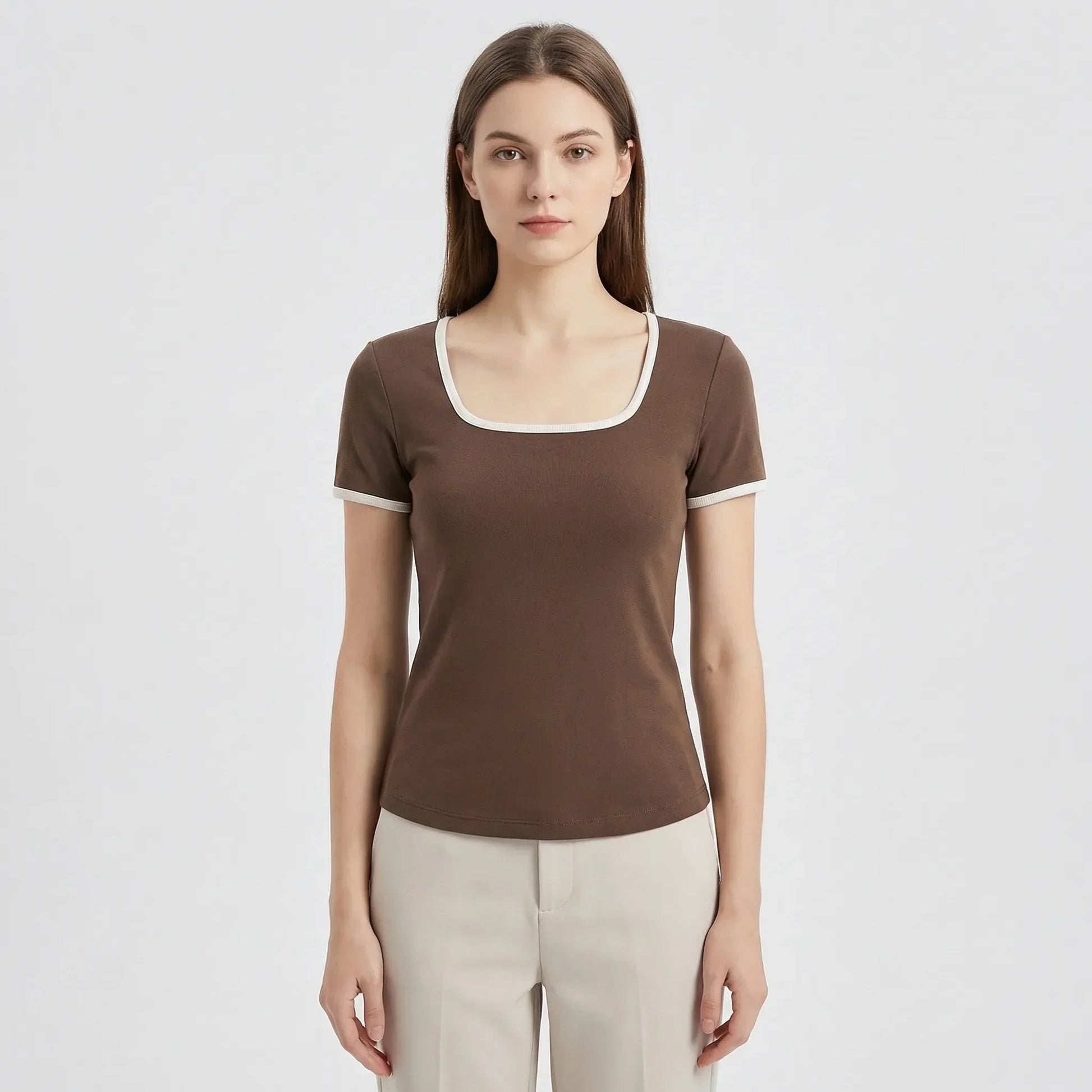 Square Neck Short Sleeve Top - Sarah