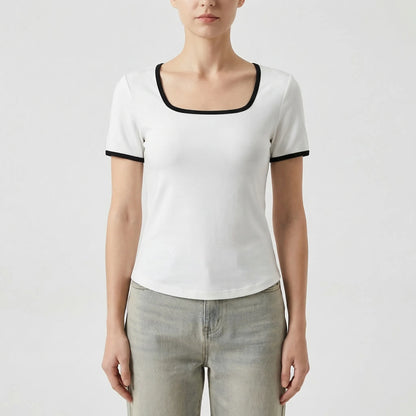 Square Neck Short Sleeve Top - Sarah