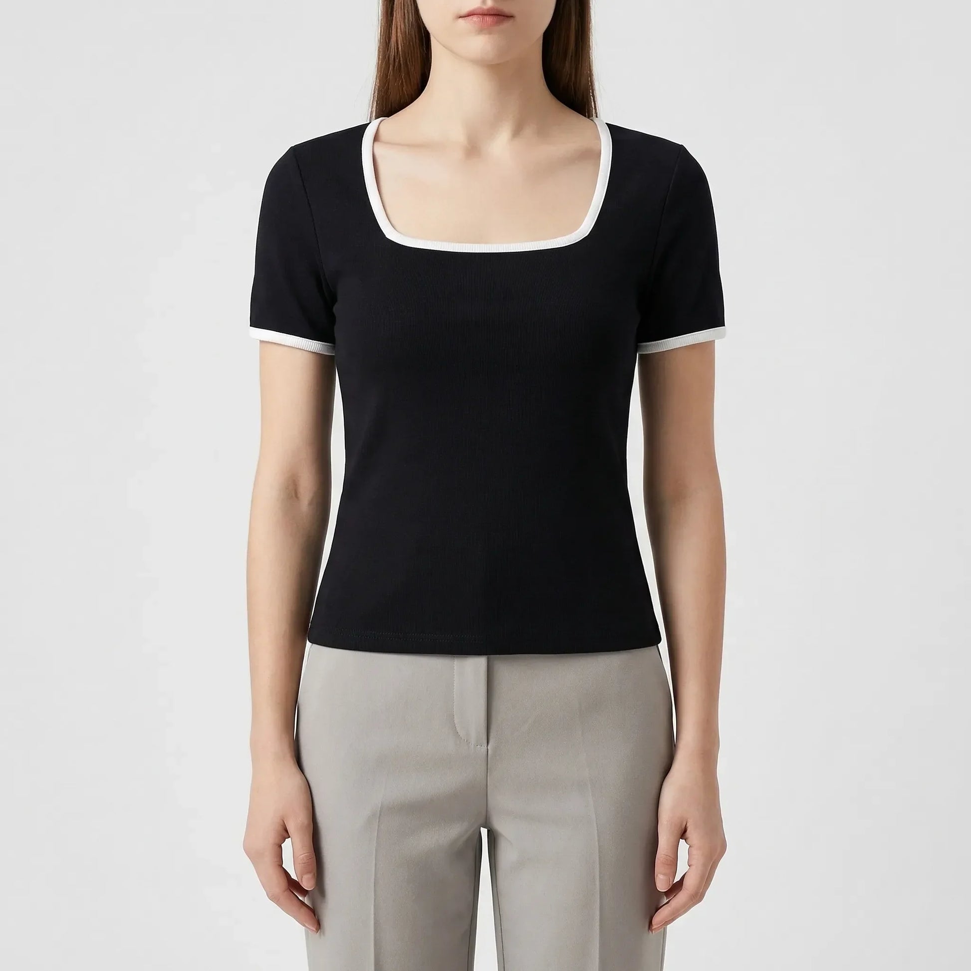 Square Neck Short Sleeve Top - Sarah