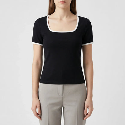 Square Neck Short Sleeve Top - Sarah