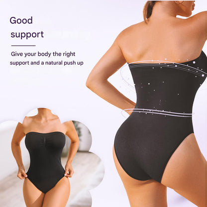 Seamless strapless shaping bodysuit with briefs – Élise