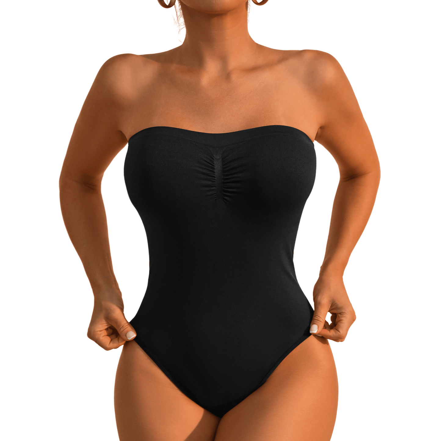 Seamless strapless shaping bodysuit with briefs – Élise