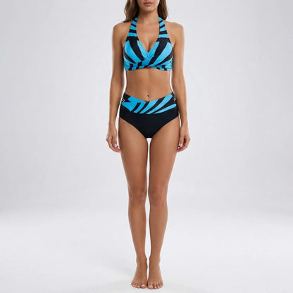 Striped Halterneck Bikini Set - Darla